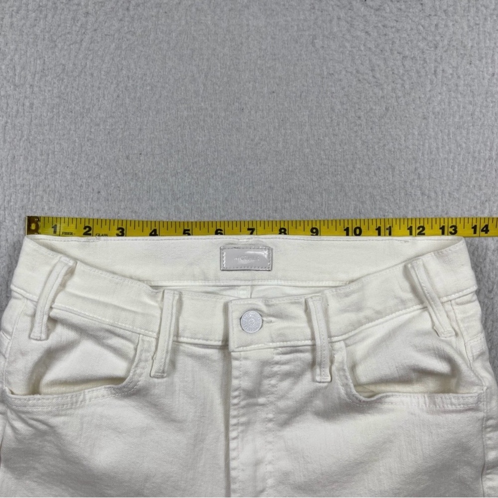 Mother Jeans Womens 29 White Denim High Rise Flare Hustler Ankle Fray Coastal - Picture 4 of 11